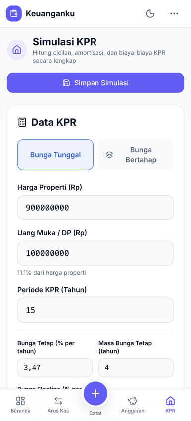 Form dan hasil Simulasi KPR